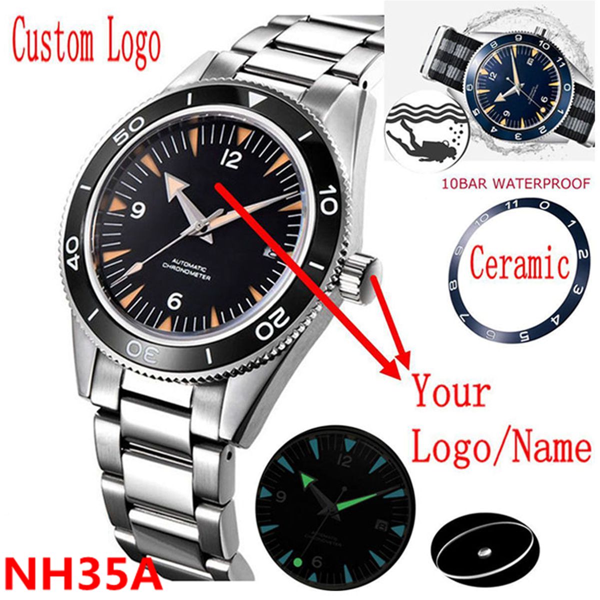 Men'S Accessories Watches - Custom Logo NH35 Movement Watch 10bars