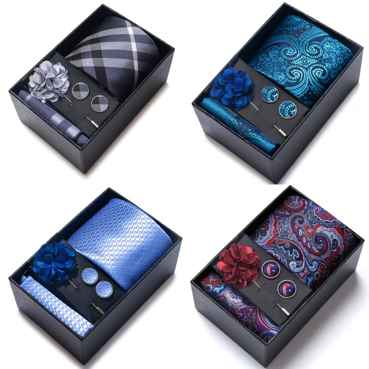 Neck Tie Set Box - Men's suit accessories, 4-piece gift box