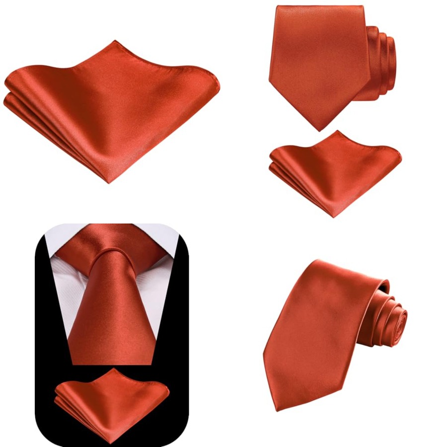 Neck Tie Set Box - Solid Satin Woven dyed Color Formal