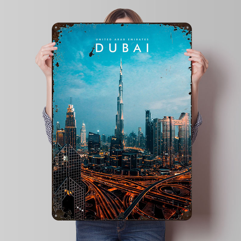 Men Accessories In Dubai - Dubai City Metal Poster Wall Art
