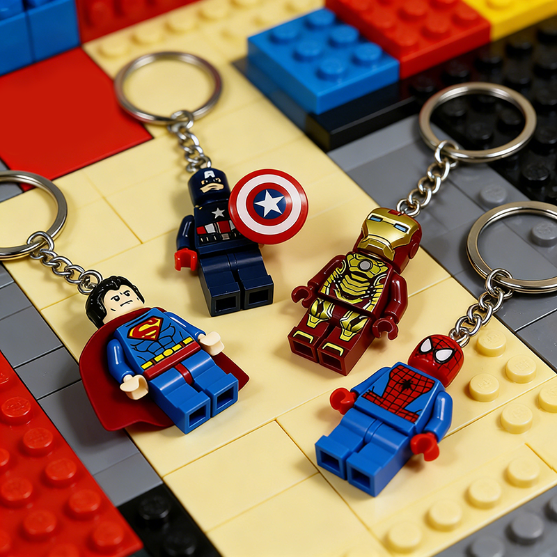 Men Accessories Sale - Hot Sales Spiderman Building Blocks Keychain