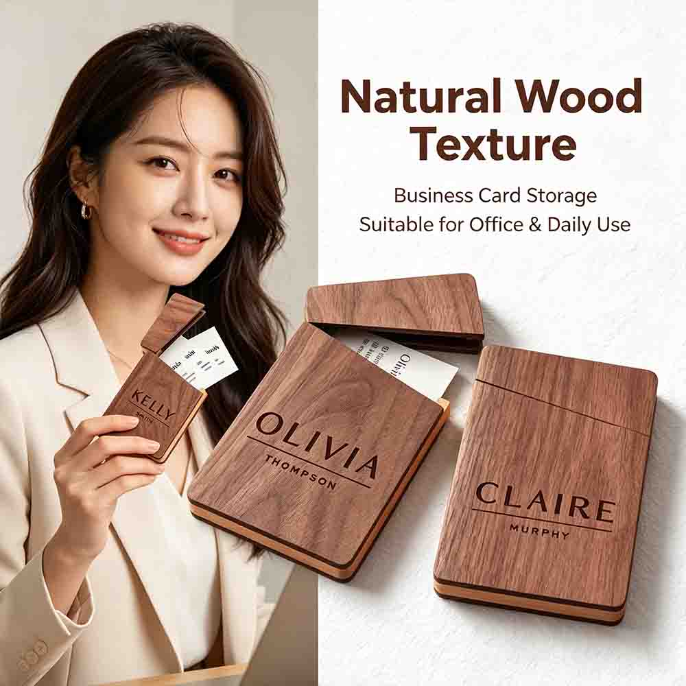 Men'S Accessories Holder - Business Card Holder Wooden Office Desk