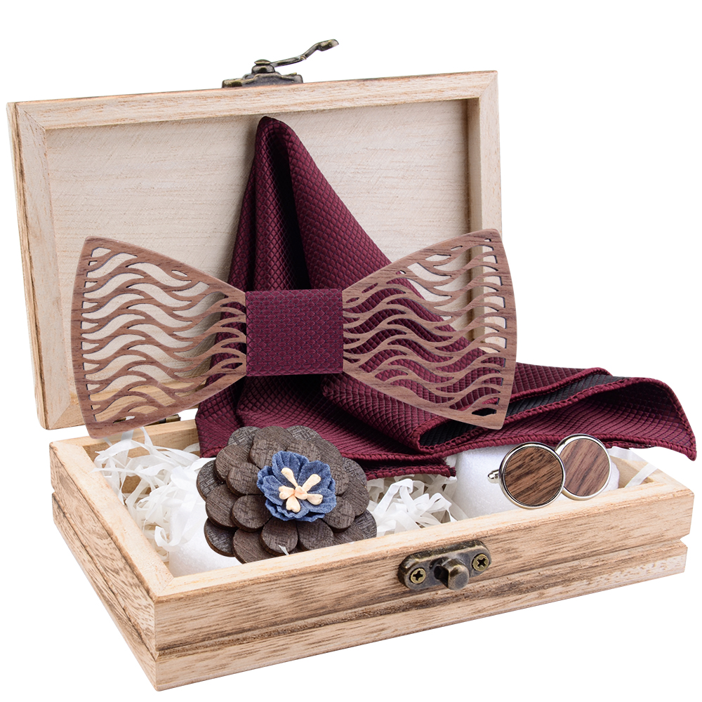 Flral Mens Wood Bow Tie Set Me - Neck Tie Set Box ulasan dan harga