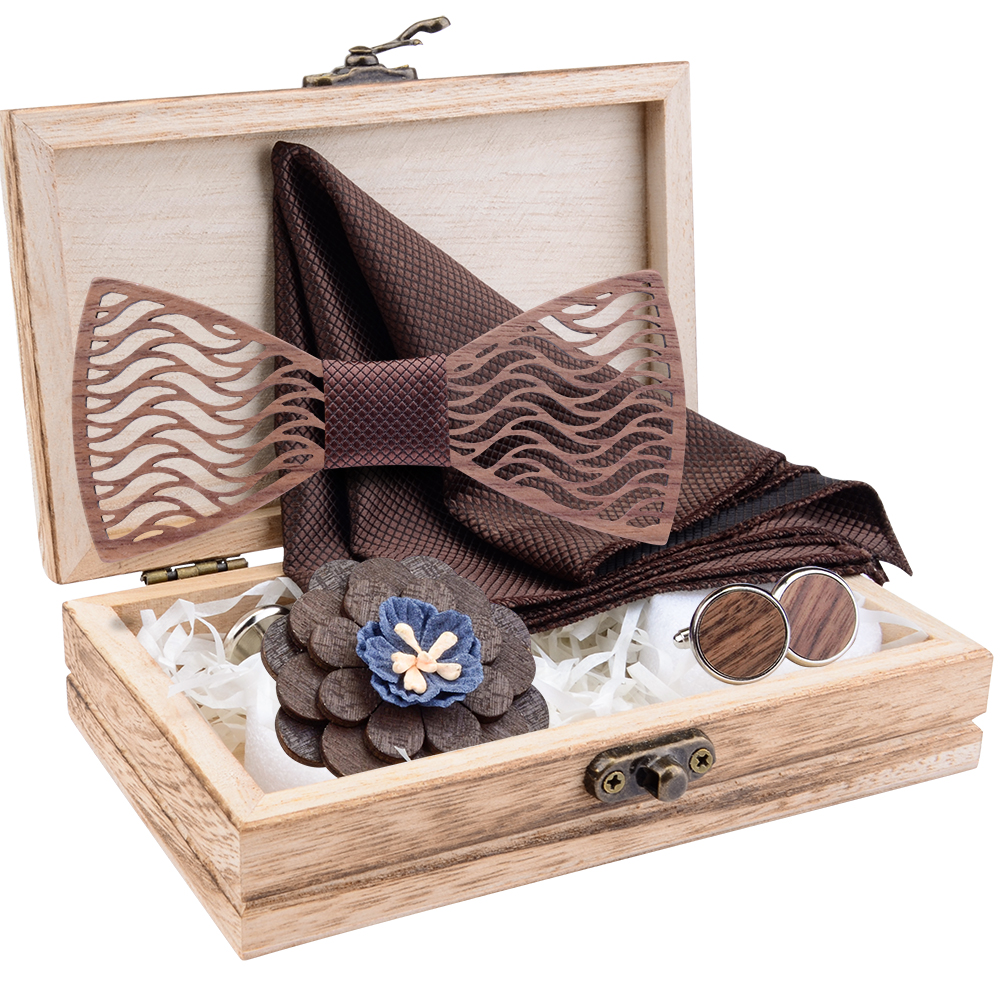 Flral Mens Wood Bow Tie Set Me - Neck Tie Set Box ulasan dan harga