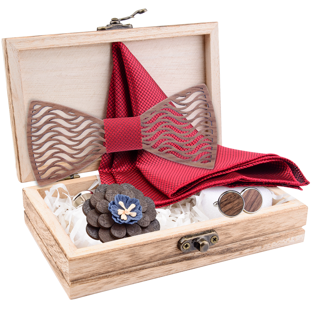 Flral Mens Wood Bow Tie Set Me - Neck Tie Set Box ulasan dan harga
