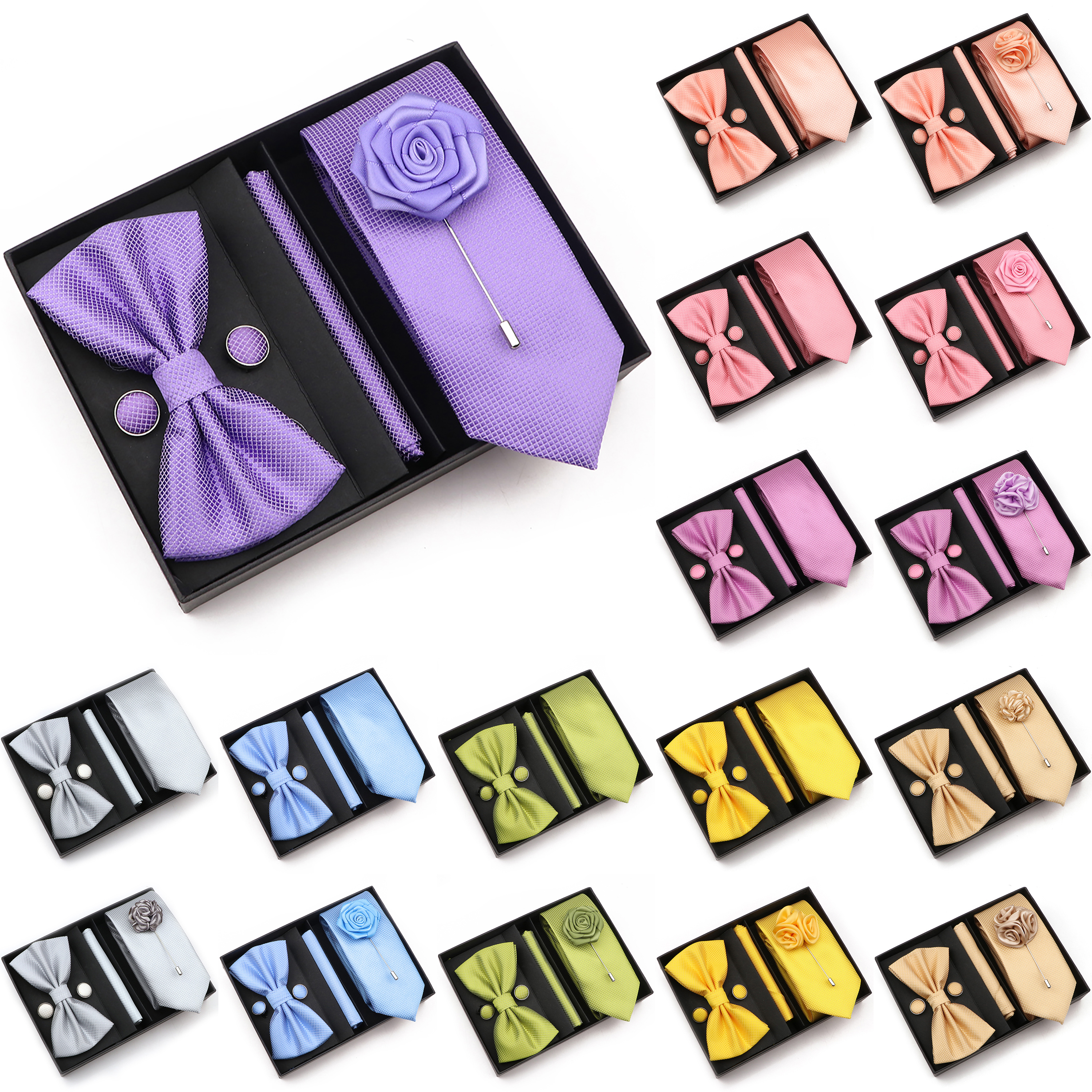 New Style Tie Set Solid Color  - Neck Tie Set Box ulasan dan harga