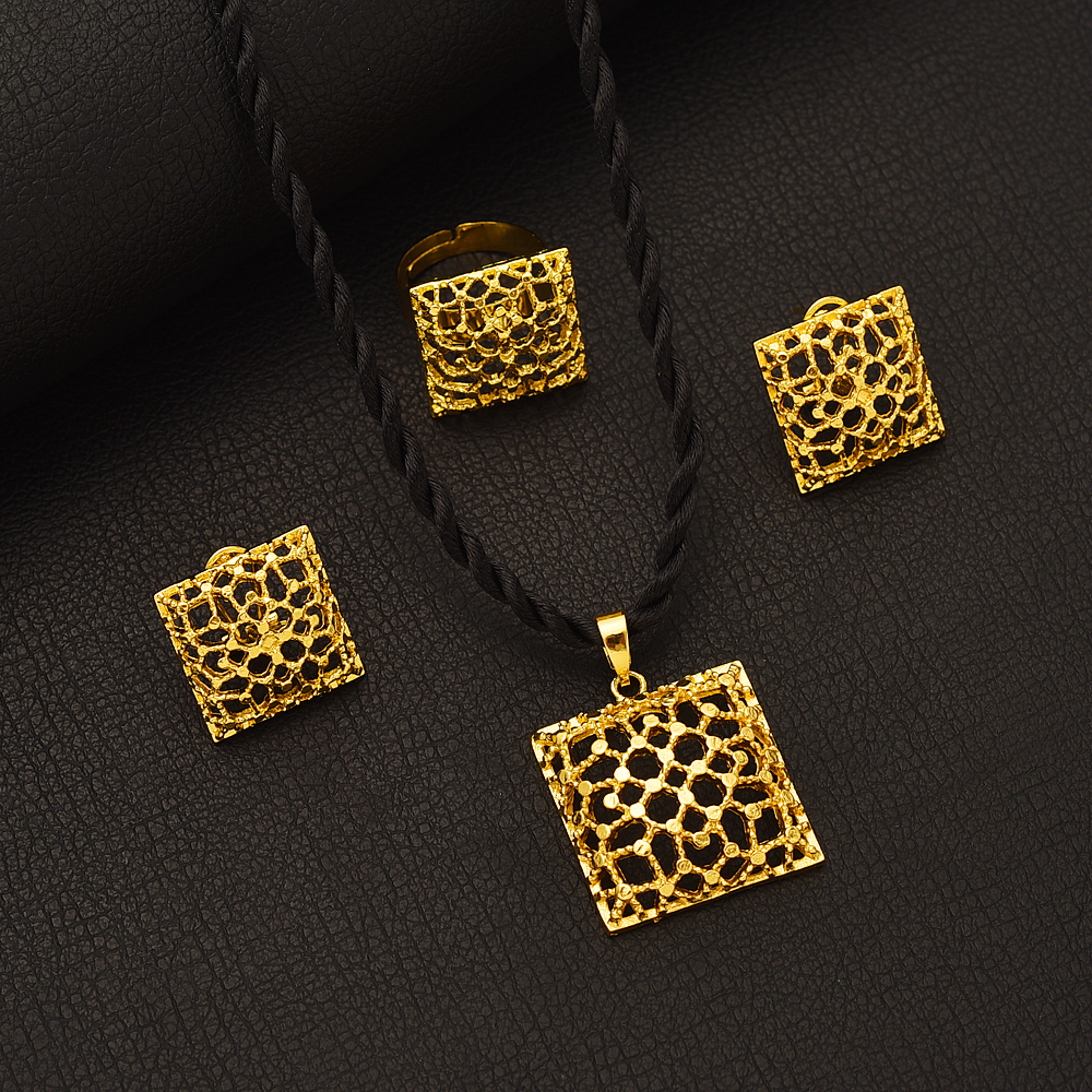 Fashion Square Gold Color Jewe - Men Accessories In Dubai ulasan dan harga