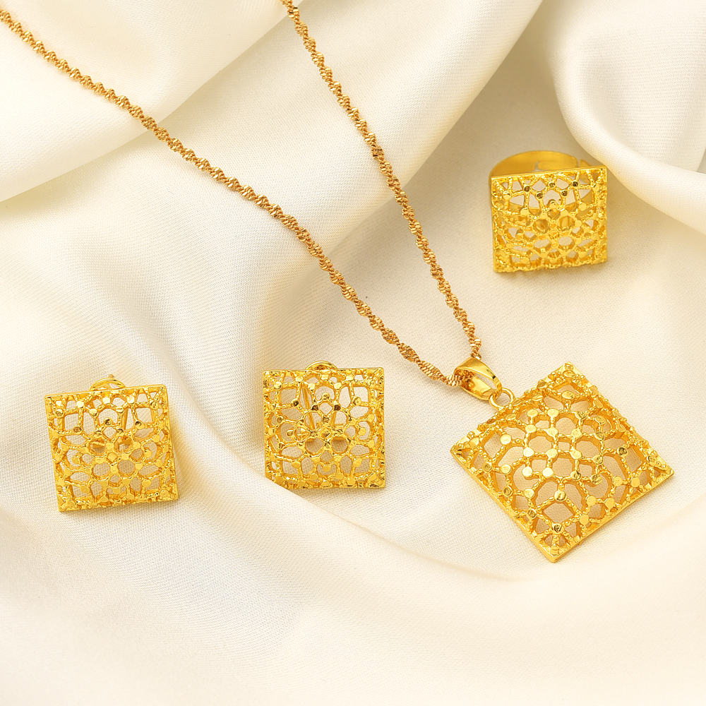 Fashion Square Gold Color Jewe - Men Accessories In Dubai ulasan dan harga
