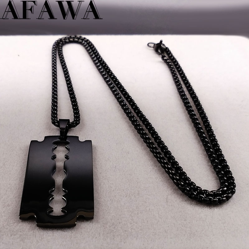 Gothic Blade Razor Pendant Nec - Men Accessories Aesthetic ulasan dan harga