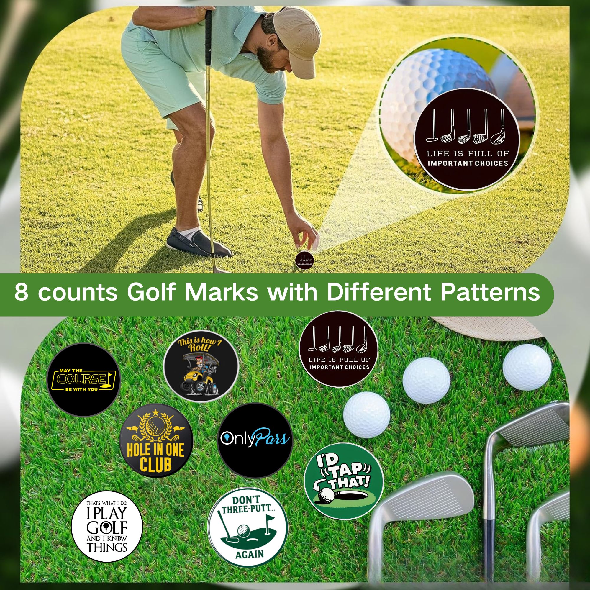8 counts Golf Ball Marker Sets - Men'S Accessories Golf ulasan dan harga