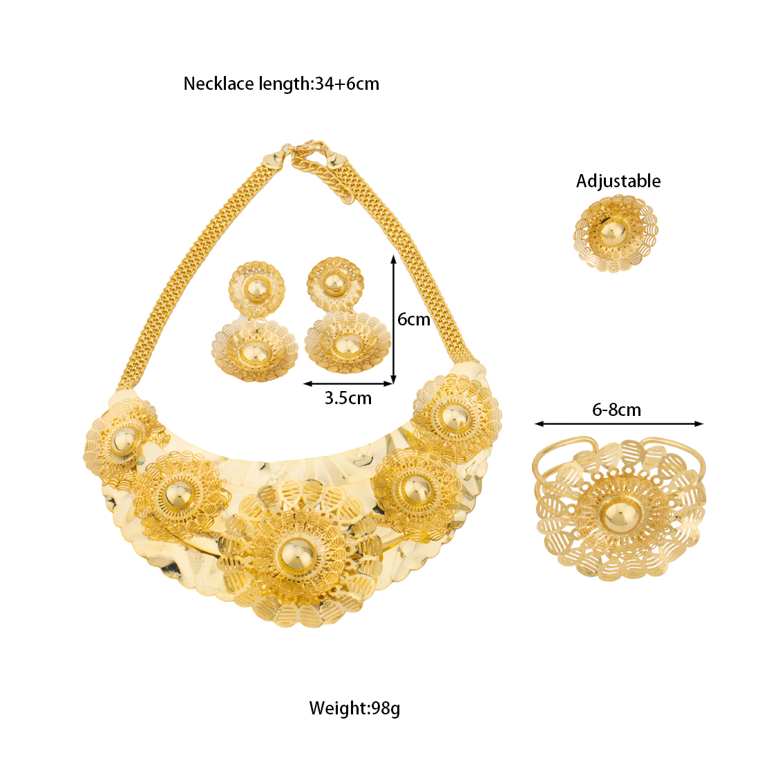 24K Gold Flower Jewelry Set fo - Men Accessories In Dubai ulasan dan harga