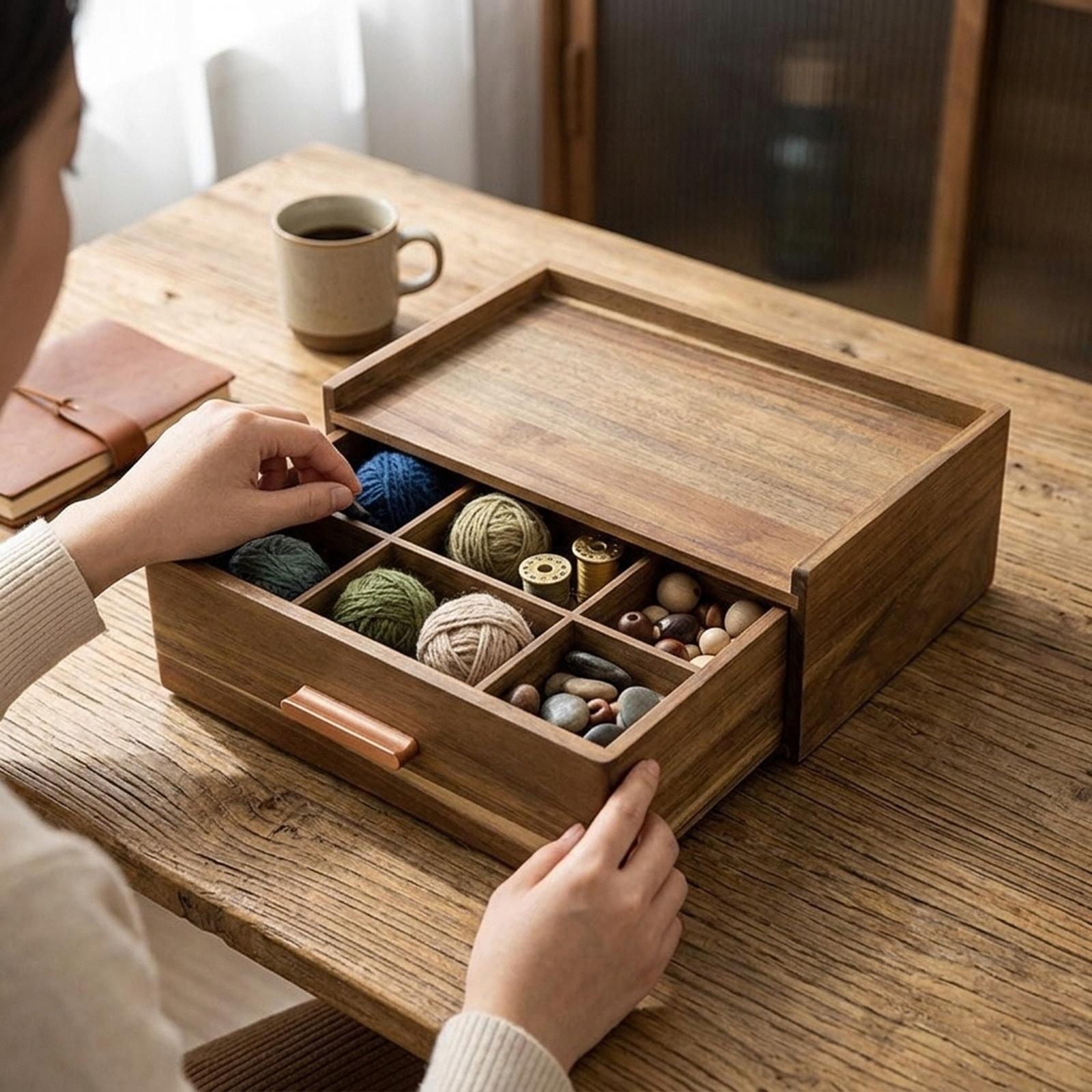 Wooden Tea Bag Organizer Stora - Men Accessories Drawer ulasan dan harga