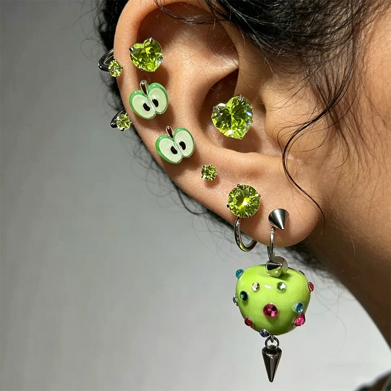 Novelty Green Apple Copper Ear - Men Accessories Aesthetic ulasan dan harga