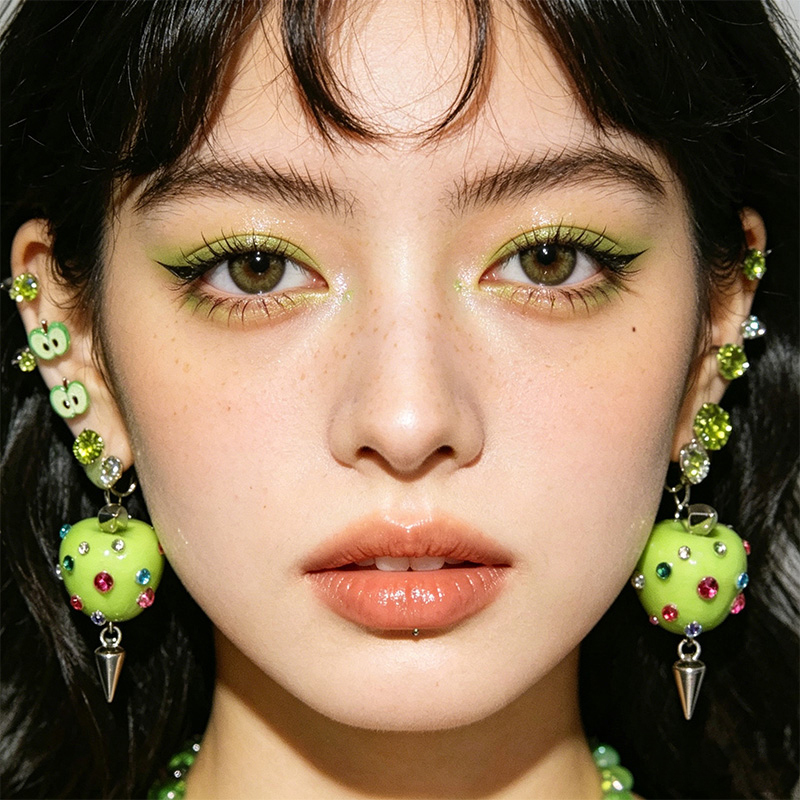 Novelty Green Apple Copper Ear - Men Accessories Aesthetic ulasan dan harga