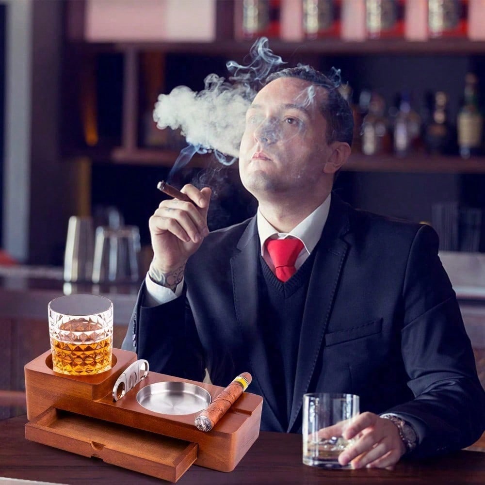 Cigar Ashtray Coaster Whiskey  - Men Accessories Drawer ulasan dan harga