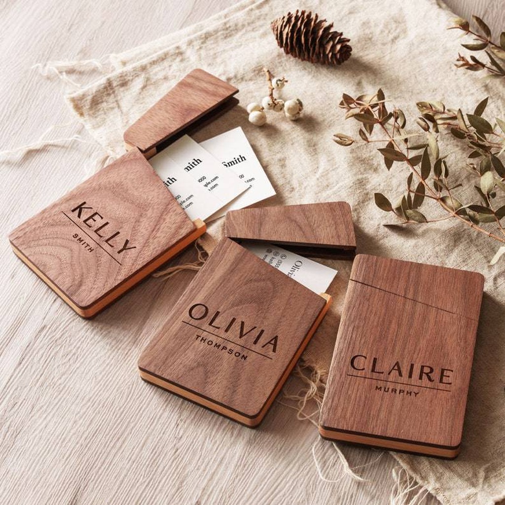 Business Card Holder Wooden Of - Men'S Accessories Holder ulasan dan harga