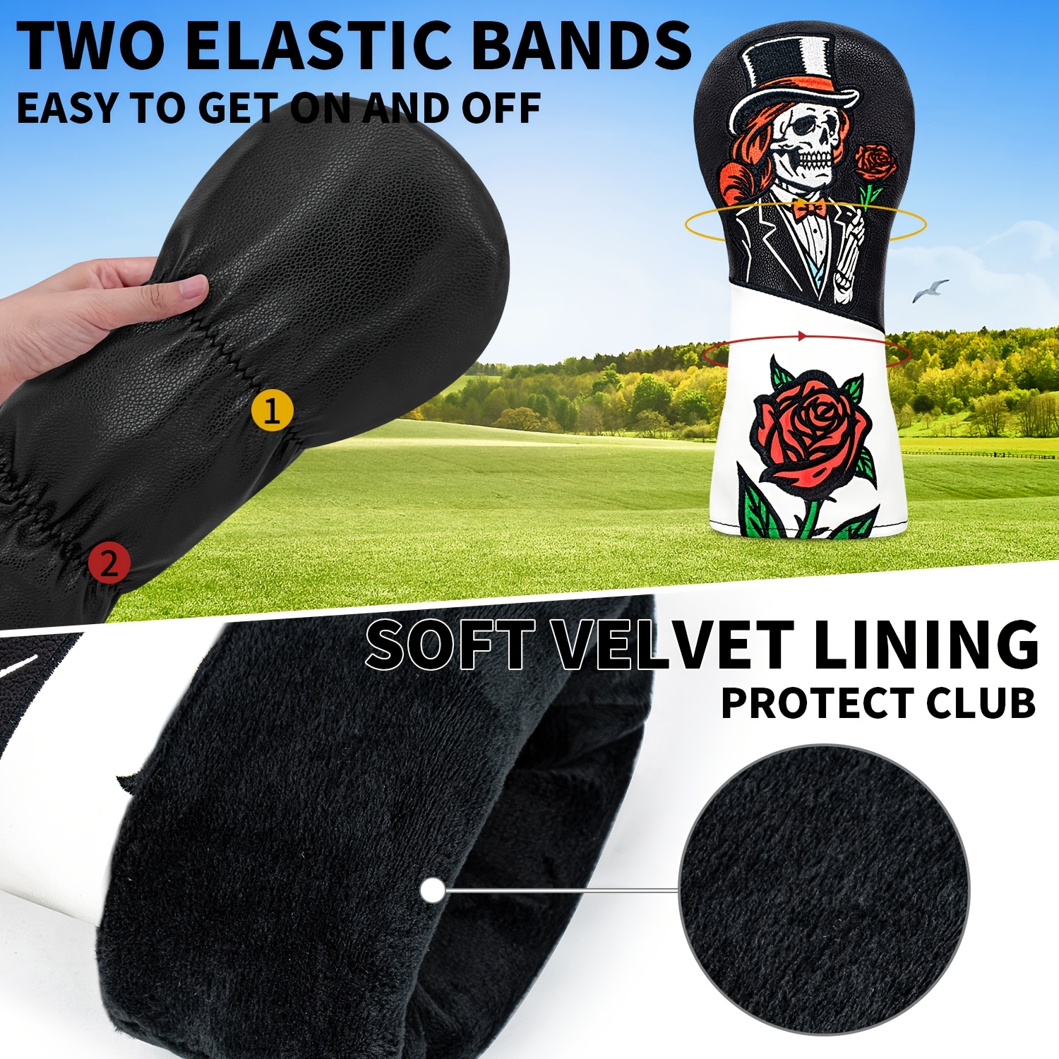 1pc/3pcs Top Hat Skull Rose Pa - Men'S Accessories Golf ulasan dan harga