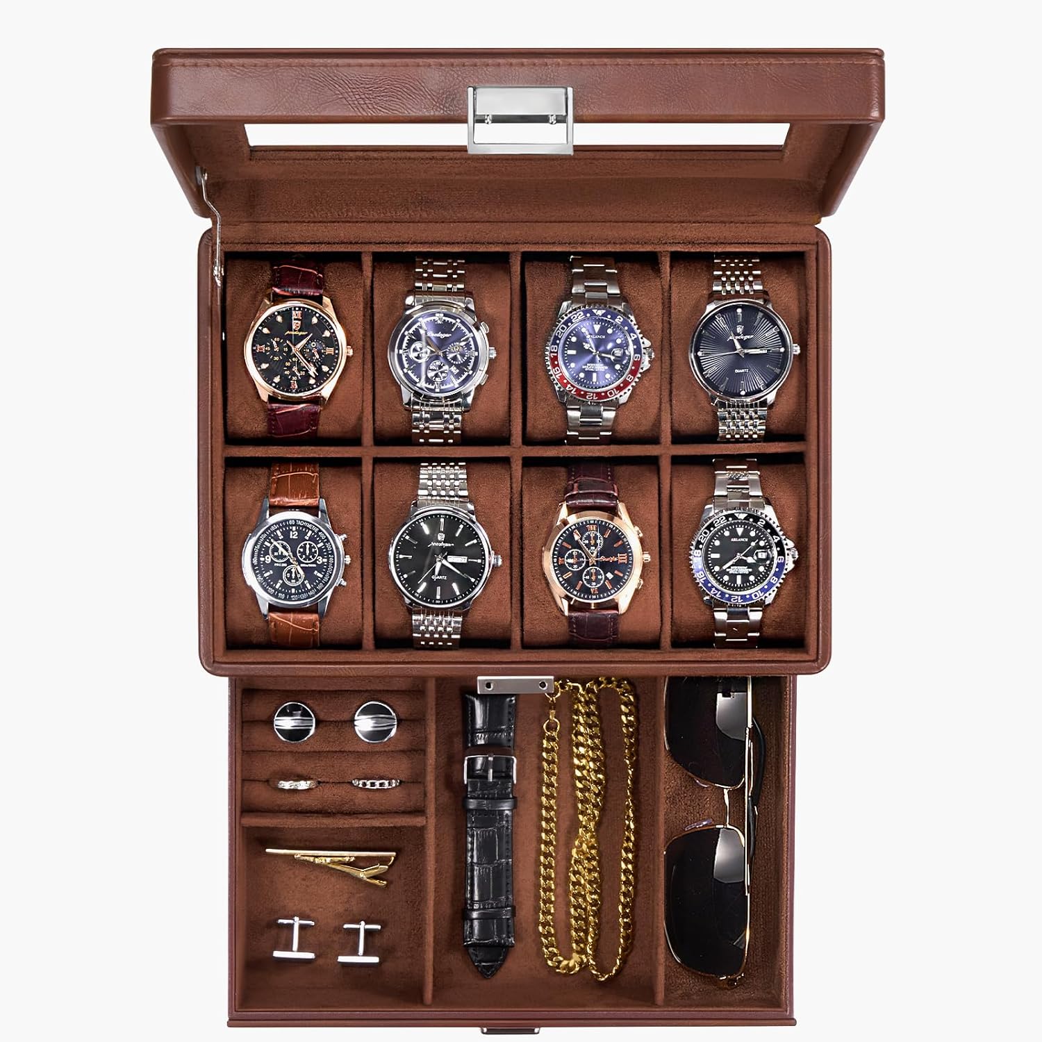 Watch Box for Men with Glass L - Men Accessories Drawer ulasan dan harga