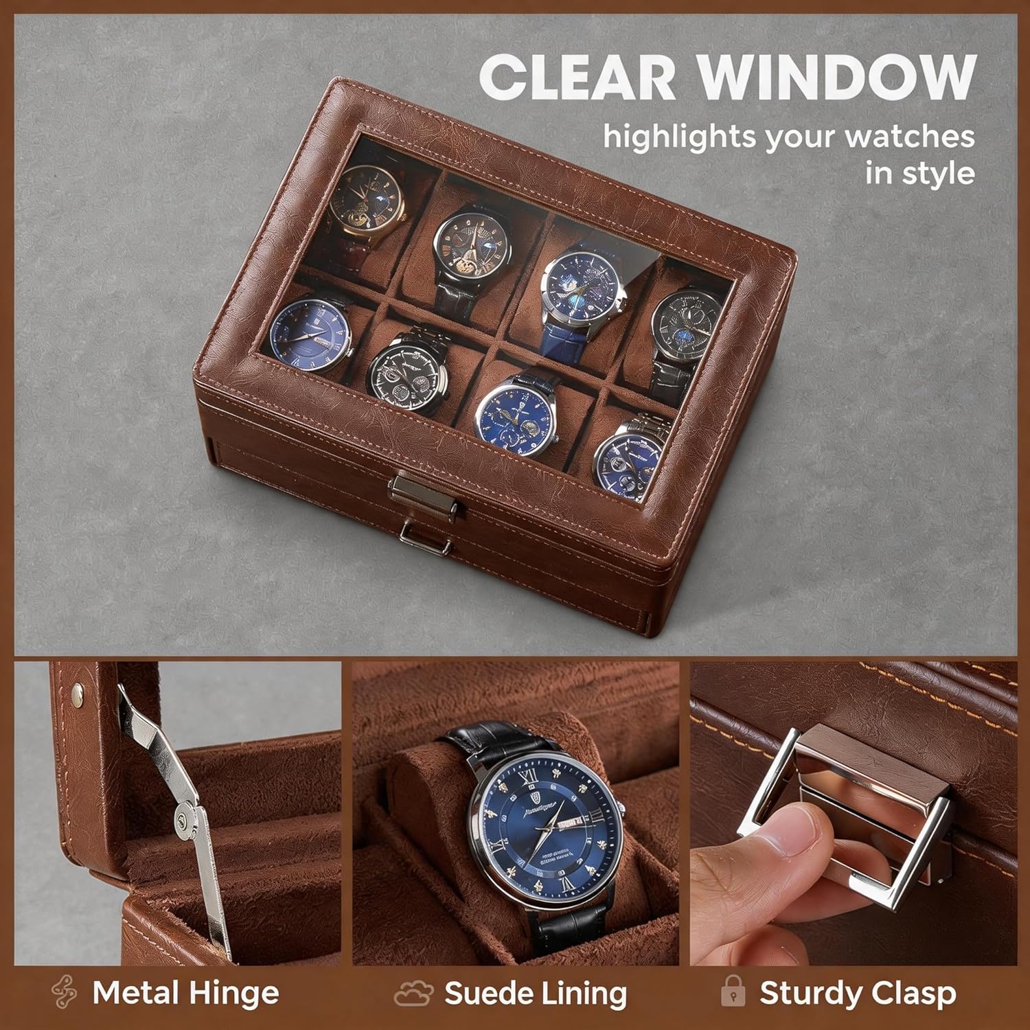 Watch Box for Men with Glass L - Men Accessories Drawer ulasan dan harga