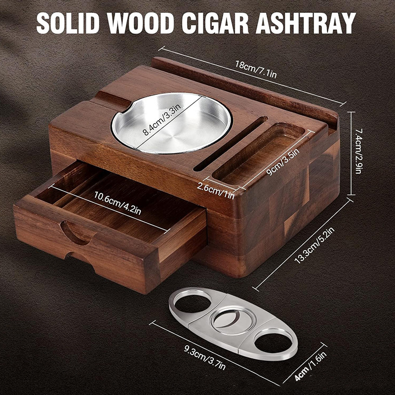Wooden Cigar Ashtray Set Ashtr - Men Accessories Drawer ulasan dan harga