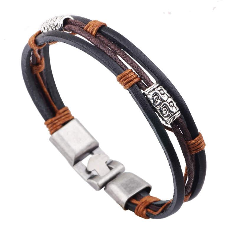 22cm Three Layers Leather Brac - Men'S Accessories Hand Bands ulasan dan harga